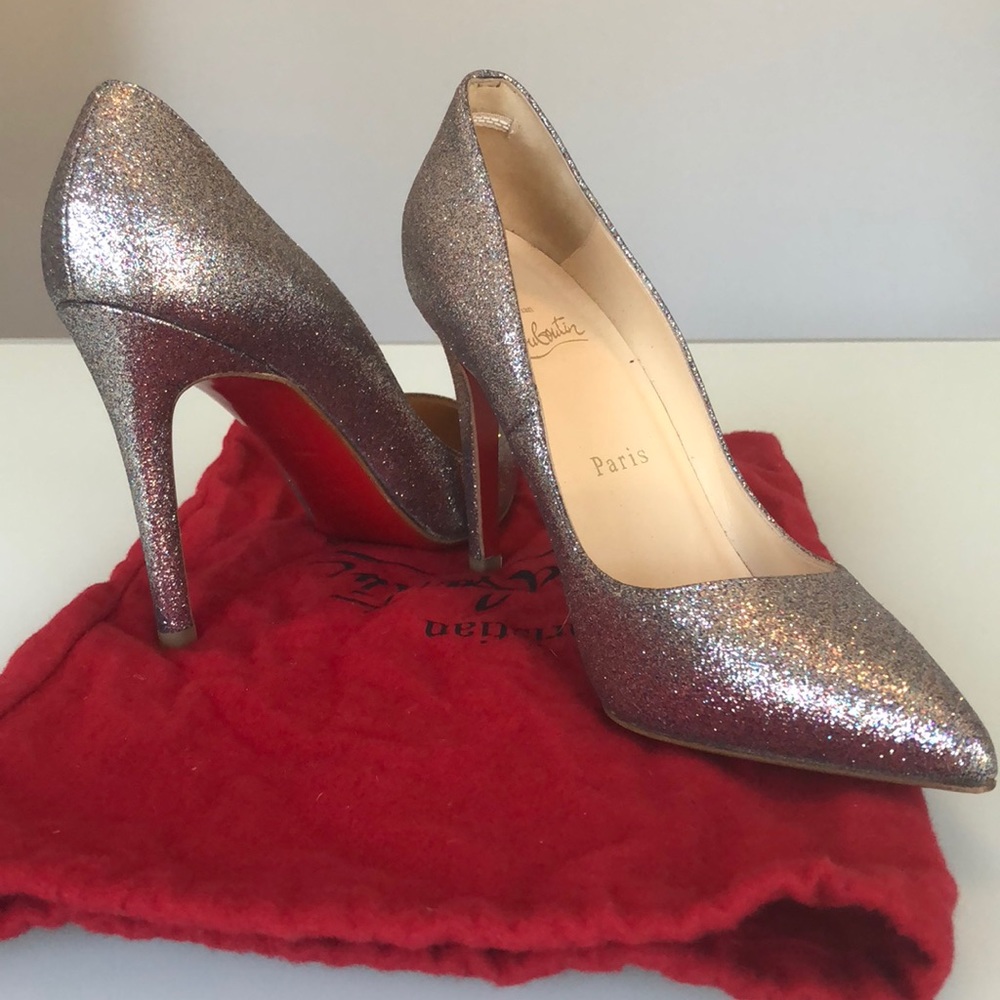 Christian Louboutin Glitter Pointy Toe Pump